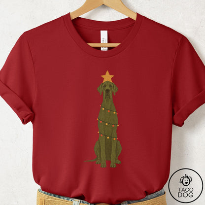 Great Dane Christmas Tree T-Shirt Canvas Red Taco-Dog