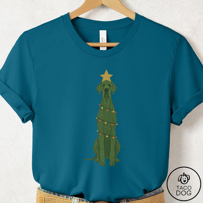 Great Dane Christmas Tree T-Shirt Deep Teal Taco-Dog