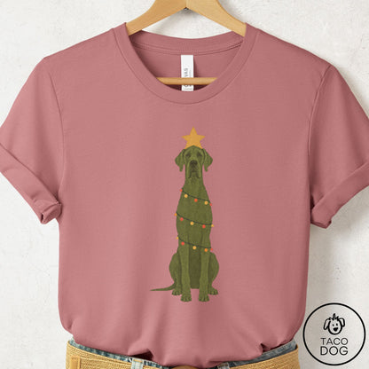 Great Dane Christmas Tree T-Shirt Mauve Taco-Dog