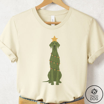 Great Dane Christmas Tree T-Shirt Natural Taco-Dog