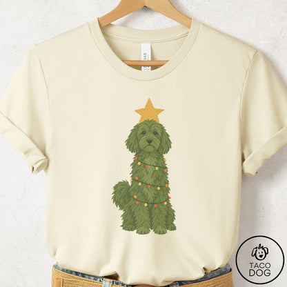 Havanese Christmas Tree T-Shirt Natural Taco-Dog