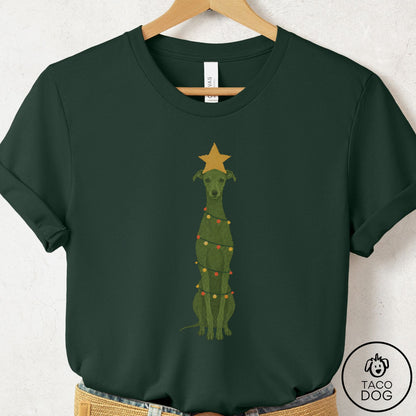 Italian Greyhound Whippet Christmas Tree T-Shirt Forest Taco-Dog