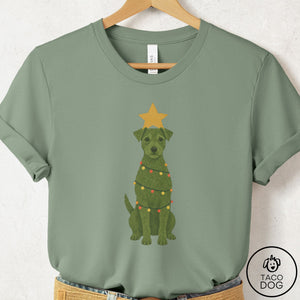 Jack Russell Christmas Tree T-Shirt Sage Taco-Dog