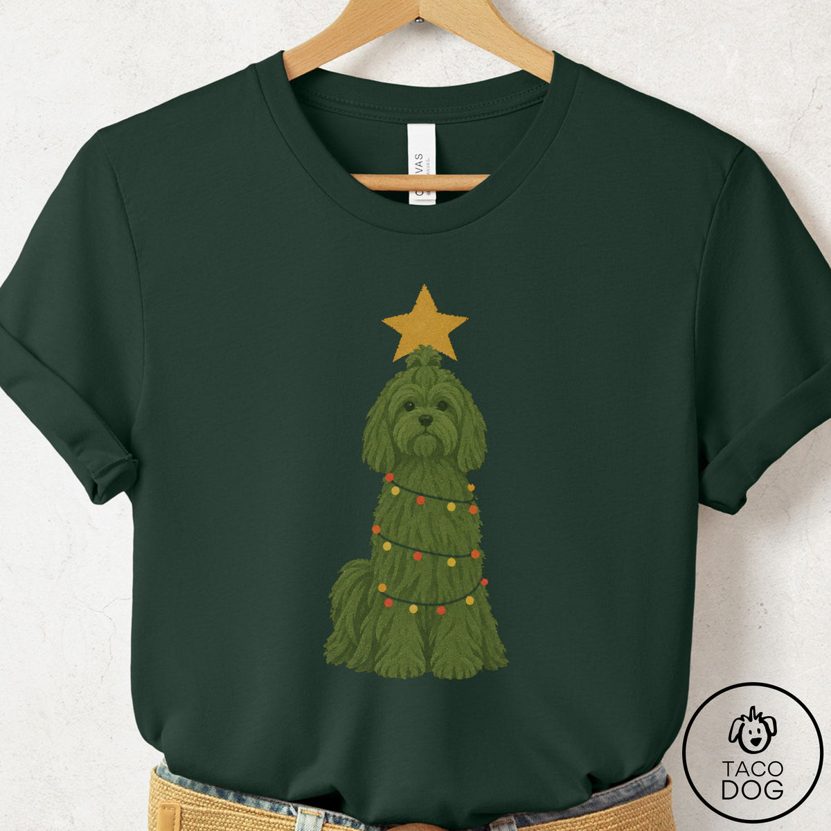 Maltese Christmas Tree T-Shirt Forest Taco-Dog