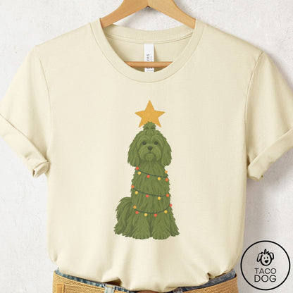 Maltese Christmas Tree T-Shirt Natural Taco-Dog