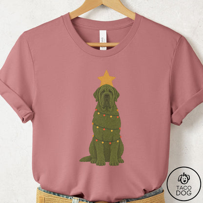 Mastiff Christmas Tree T-Shirt Mauve Taco-Dog