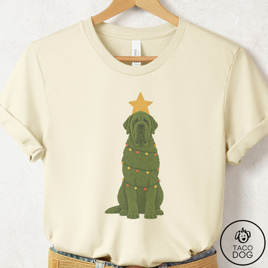 Mastiff Christmas Tree T-Shirt Natural Taco-Dog