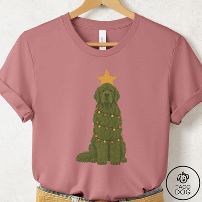 Newfoundland Christmas Tree T-Shirt Mauve Taco-Dog