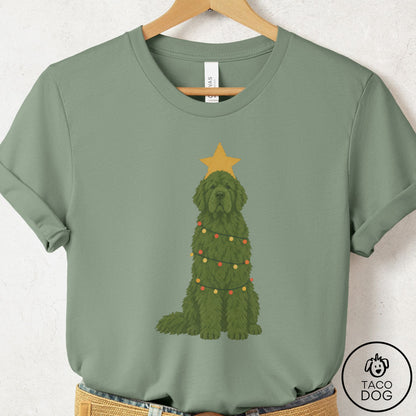 Newfoundland Christmas Tree T-Shirt Sage Taco-Dog