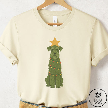 Schnauzer Christmas Tree T-Shirt Natural Taco-Dog