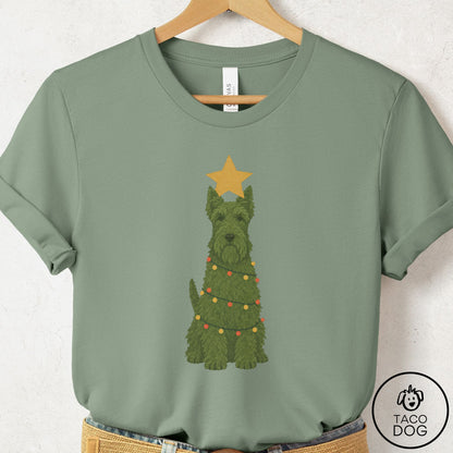 Scottie Christmas Tree T-Shirt Sage Taco-Dog