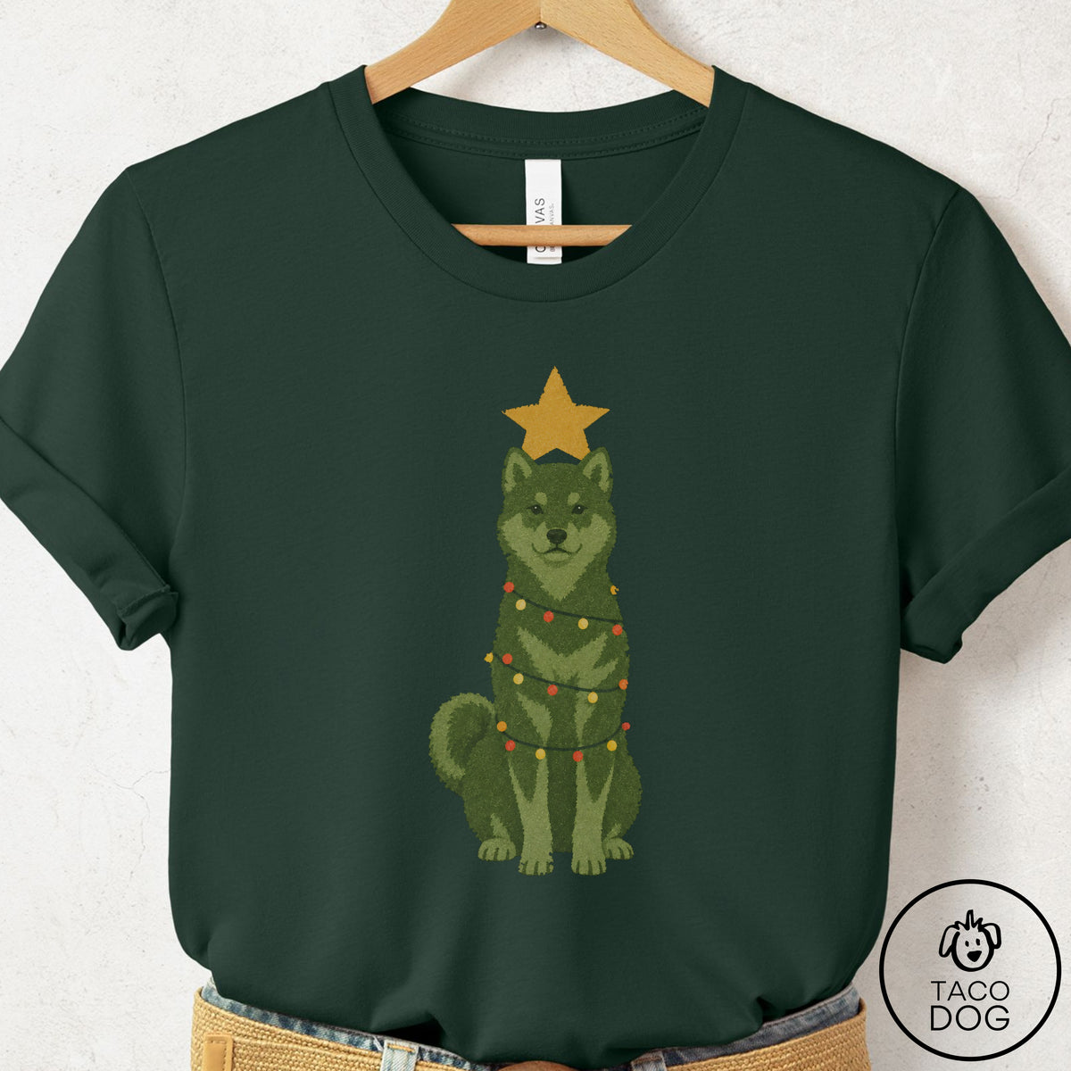 Shiba Inu Christmas Tree T-Shirt Forest Taco-Dog