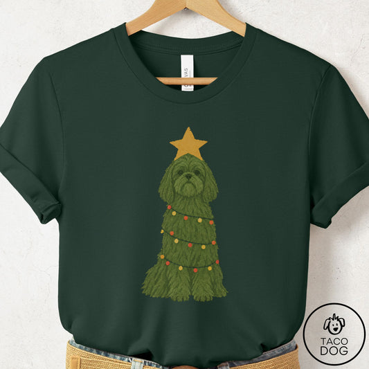Shih Tzu Christmas Tree T-Shirt Forest Taco-Dog