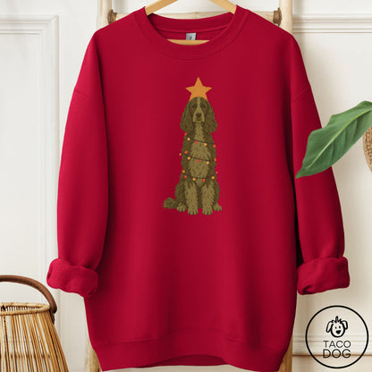 Springer Spaniel Christmas Tree Sweatshirt Cardinal Red Taco-Dog