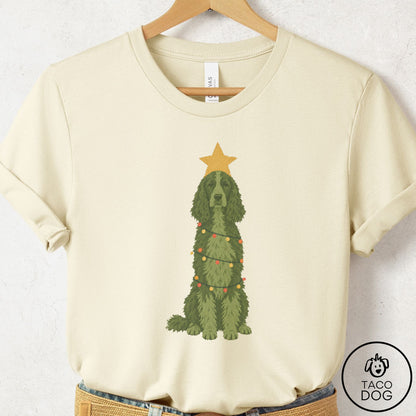 Springer Spaniel Christmas Tree T-Shirt Natural Taco-Dog