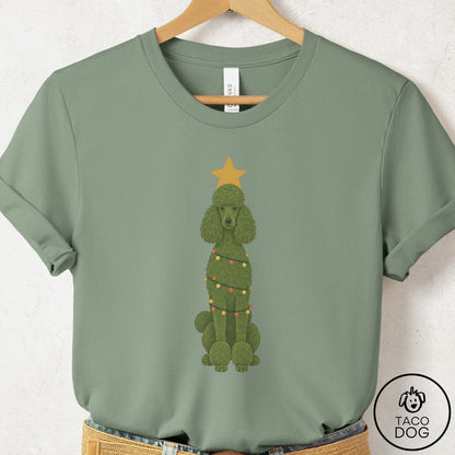 Poodle Christmas Tree T-Shirt Sage Taco-Dog