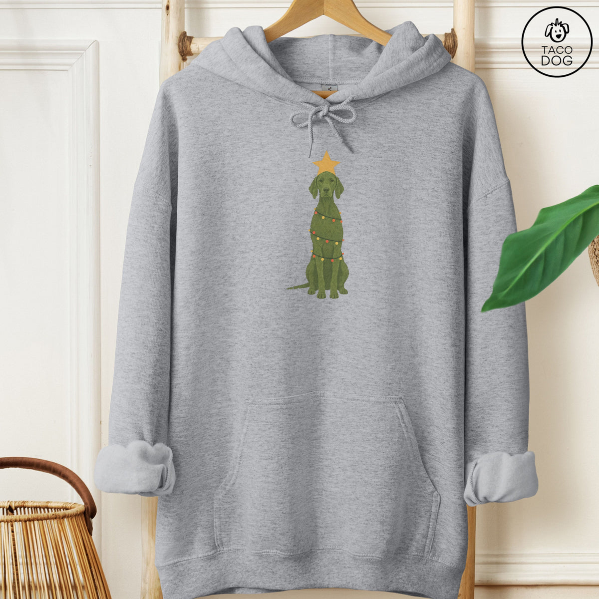 Vizsla Christmas Tree Hoodie Graphite Heather Taco-Dog