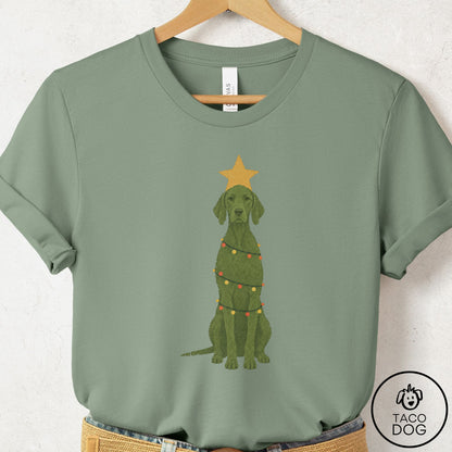 Vizsla Christmas Tree T-Shirt Sage Taco-Dog