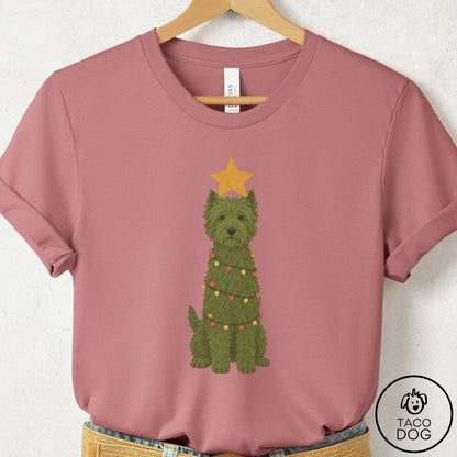 Westie Christmas Tree T-Shirt Mauve Taco-Dog