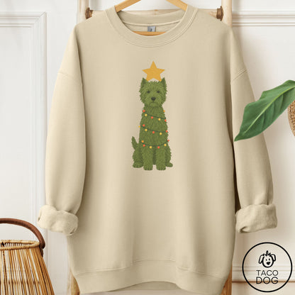 Westie Christmas Tree Sweatshirt Sand Taco-Dog