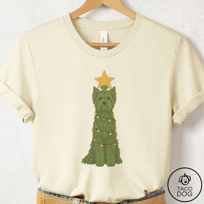 Yorkshire Terrier Yorkie Christmas Tree T-Shirt Natural Taco-Dog