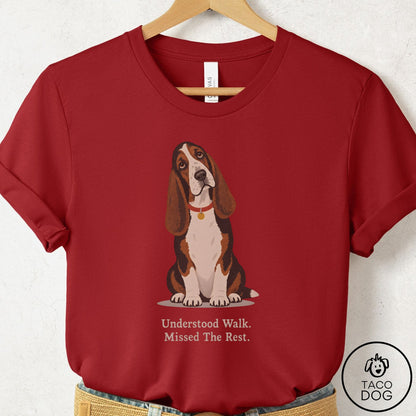 Basset Hound Understood Walk T-Shirt Canvas Red Taco-Dog