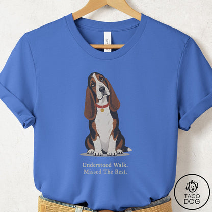 Basset Hound Understood Walk T-Shirt Columbia Blue Taco-Dog
