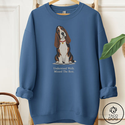 Basset Hound Understood Walk Sweatshirt Indigo Blue Taco-Dog