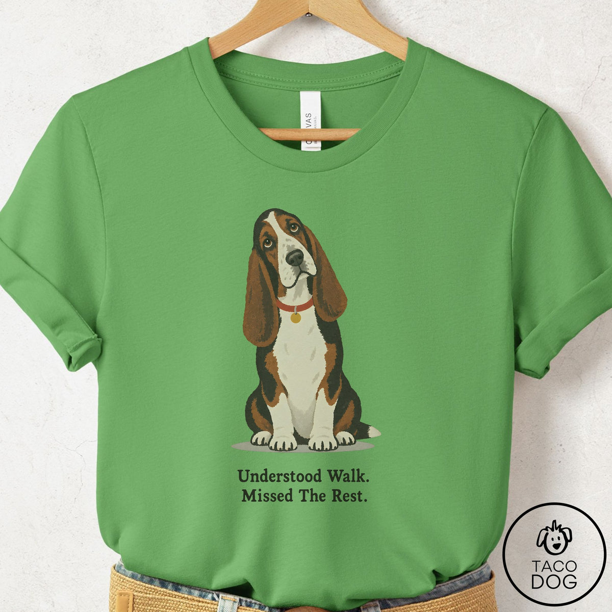 Basset Hound Understood Walk T-Shirt Leaf Taco-Dog