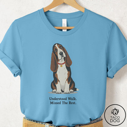 Basset Hound Understood Walk T-Shirt Ocean Blue Taco-Dog