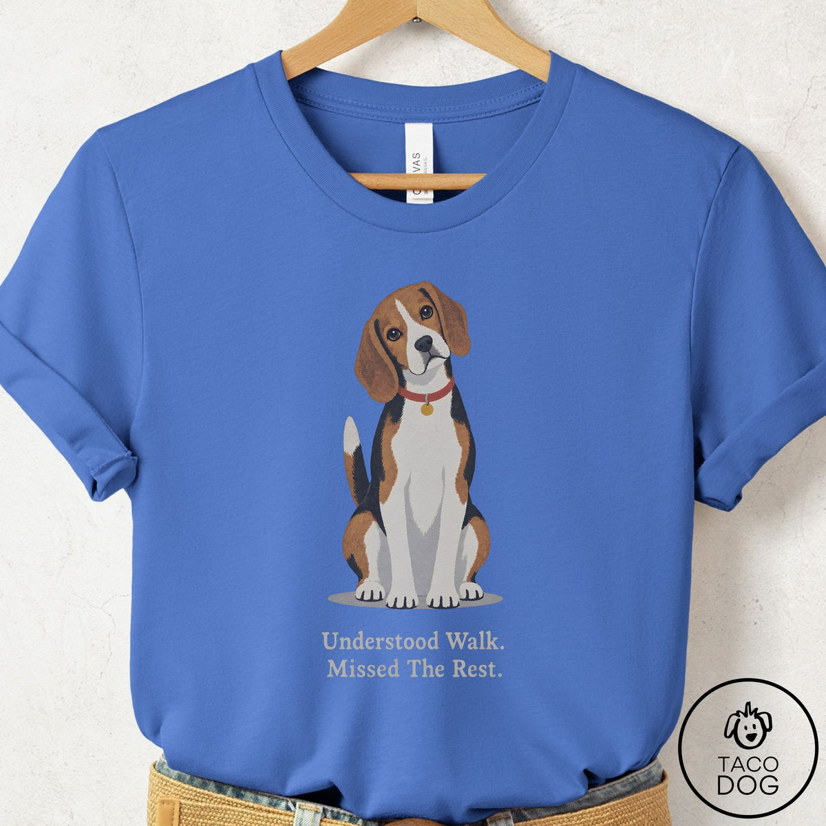 Beagle Understood Walk T-Shirt Columbia Blue Taco-Dog