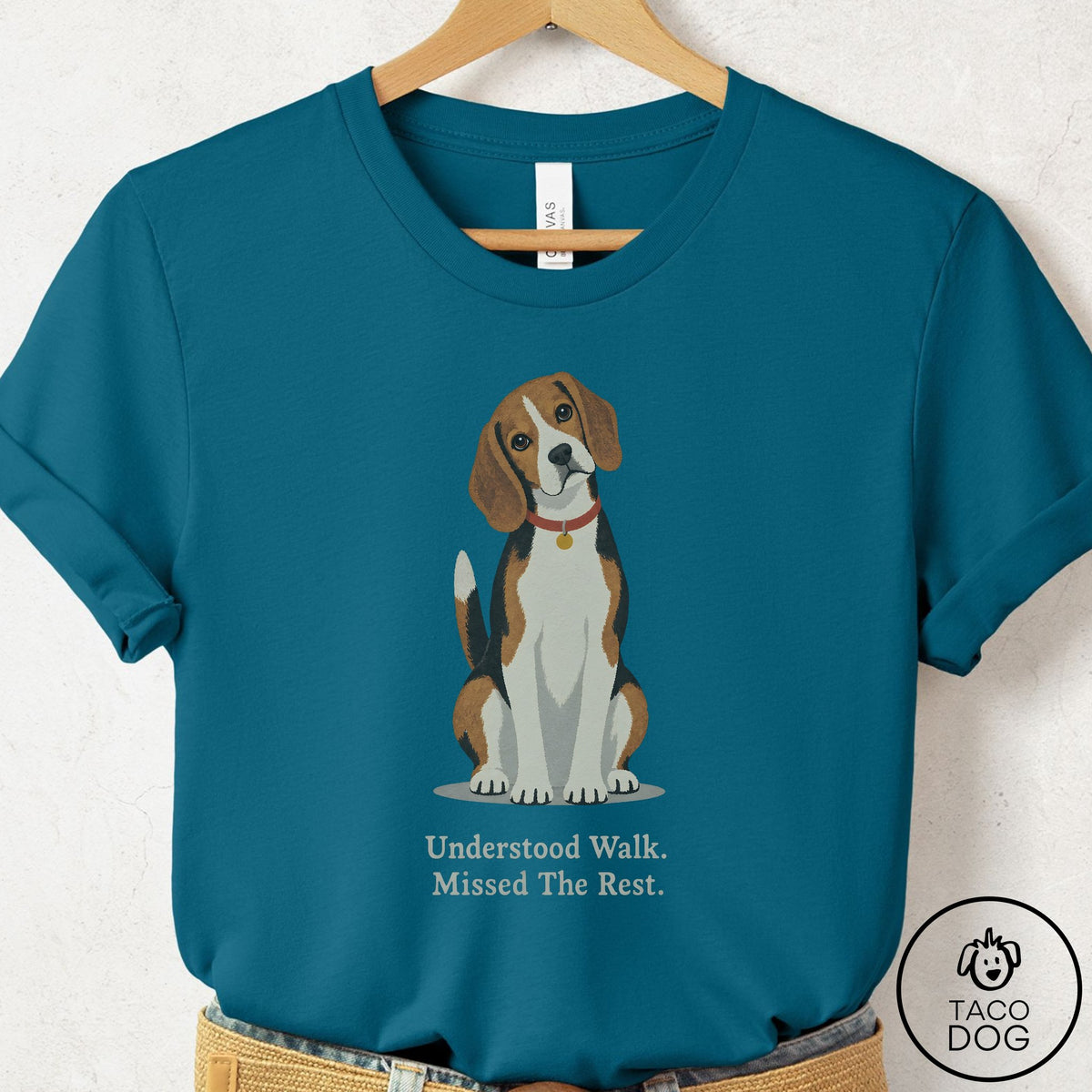 Beagle Understood Walk T-Shirt Deep Teal Taco-Dog