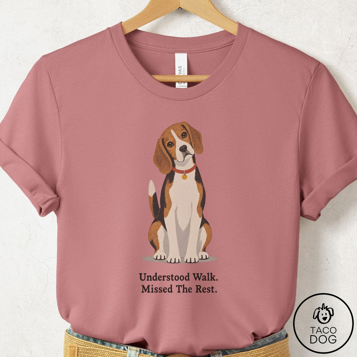 Beagle Understood Walk T-Shirt Mauve Taco-Dog