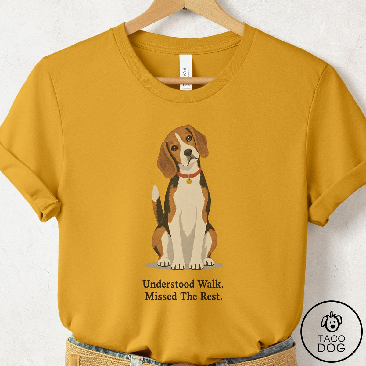 Beagle Understood Walk T-Shirt Mustard Taco-Dog