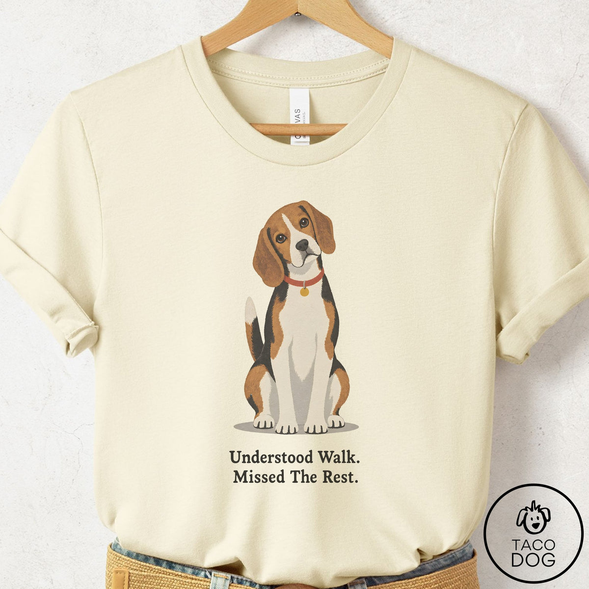 Beagle Understood Walk T-Shirt Natural Taco-Dog