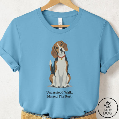 Beagle Understood Walk T-Shirt Ocean Blue Taco-Dog