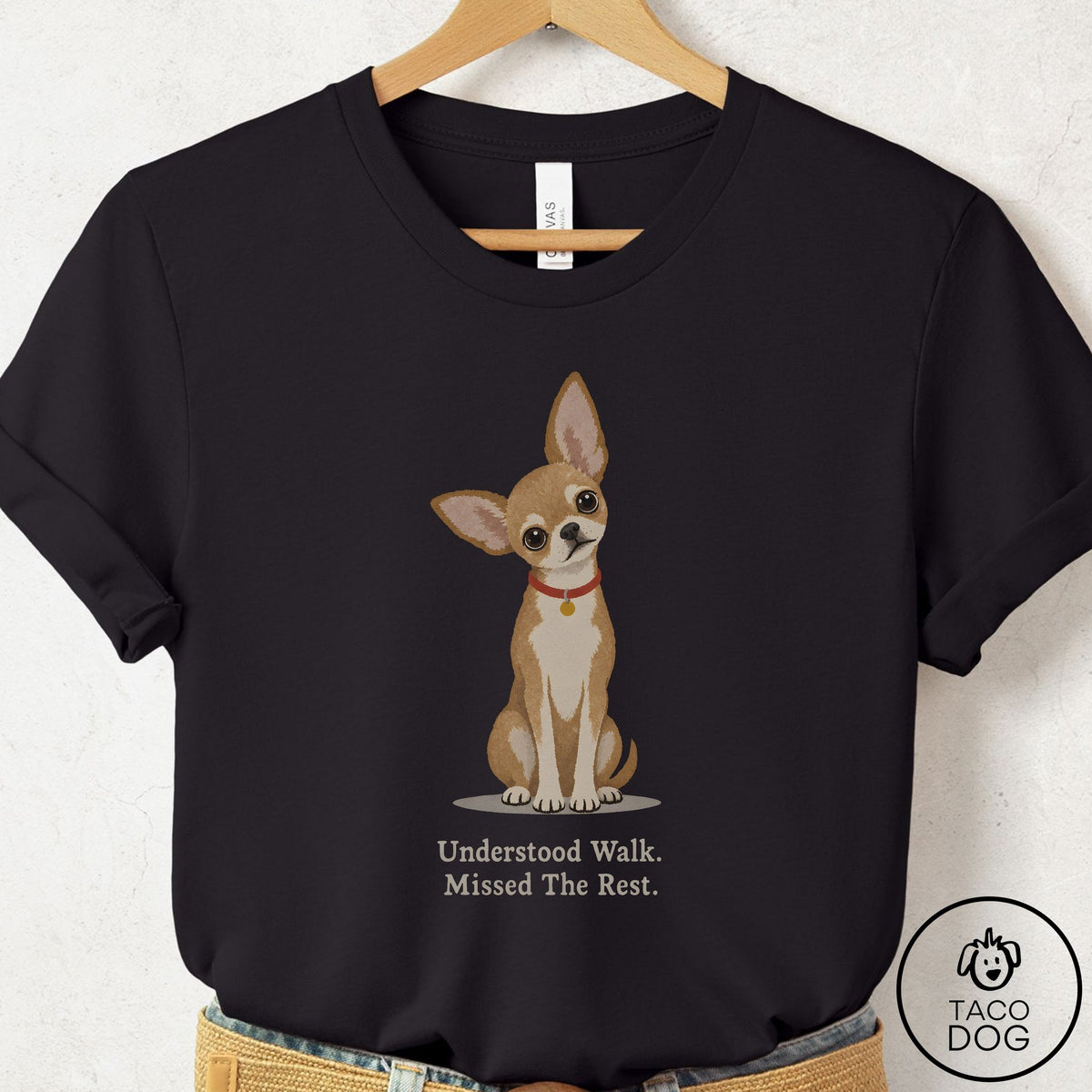 Chihuahua Understood Walk T-Shirt Black Taco-Dog