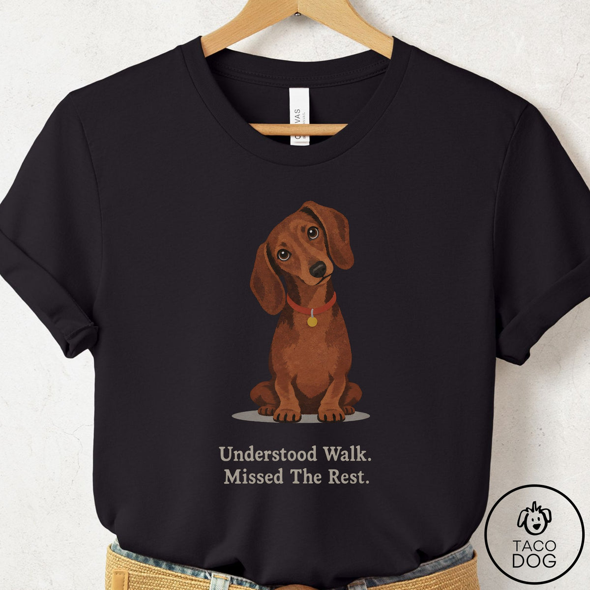 Dachshund Understood Walk T-Shirt Black Taco-Dog