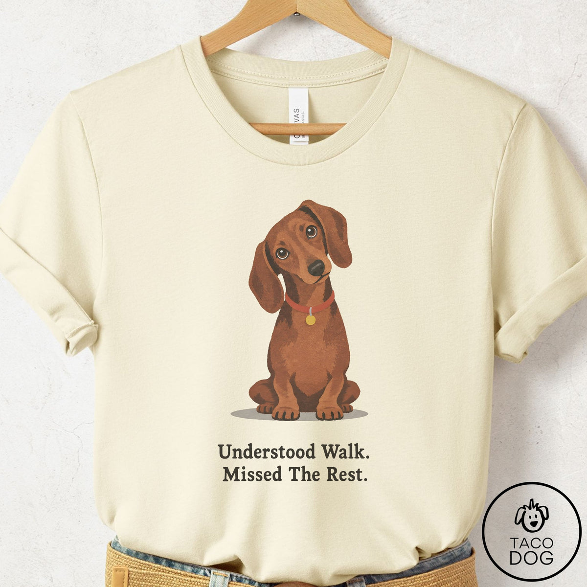 Dachshund Understood Walk T-Shirt Natural Taco-Dog