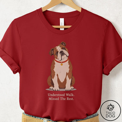 English Bulldog Understood Walk T-Shirt Canvas Red Taco-Dog