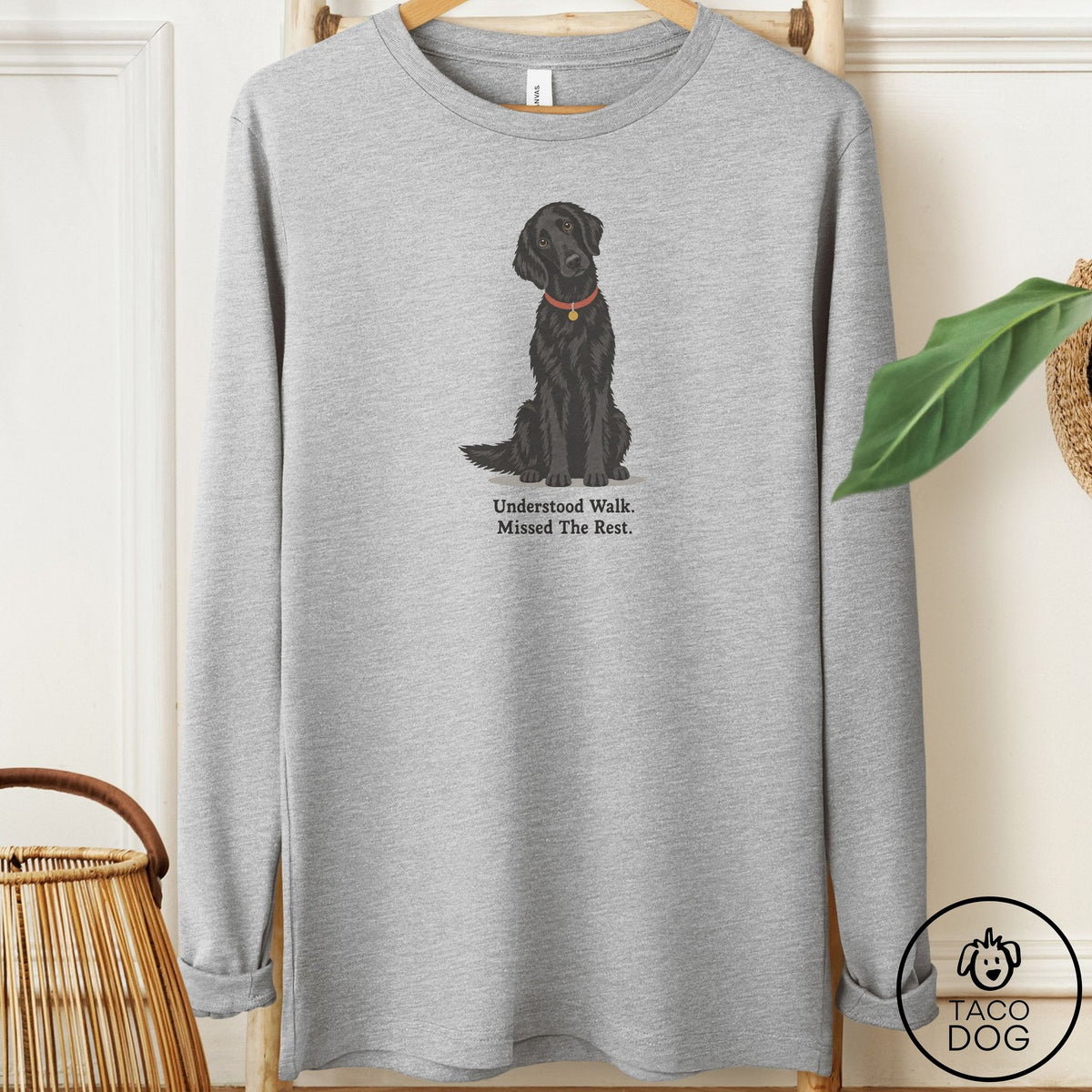 Flat-Coated Retriever Understood Walk Long Sleeve Tee Athletic Heather Taco-Dog