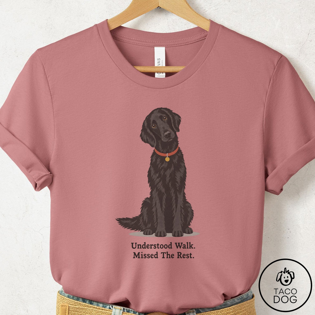 Flat-Coated Retriever Understood Walk T-Shirt Mauve Taco-Dog