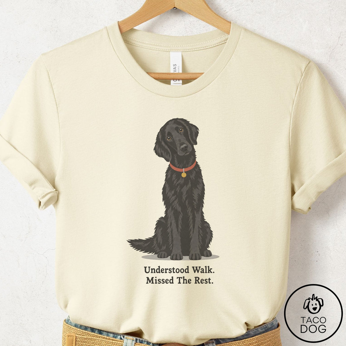 Flat-Coated Retriever Understood Walk T-Shirt Natural Taco-Dog