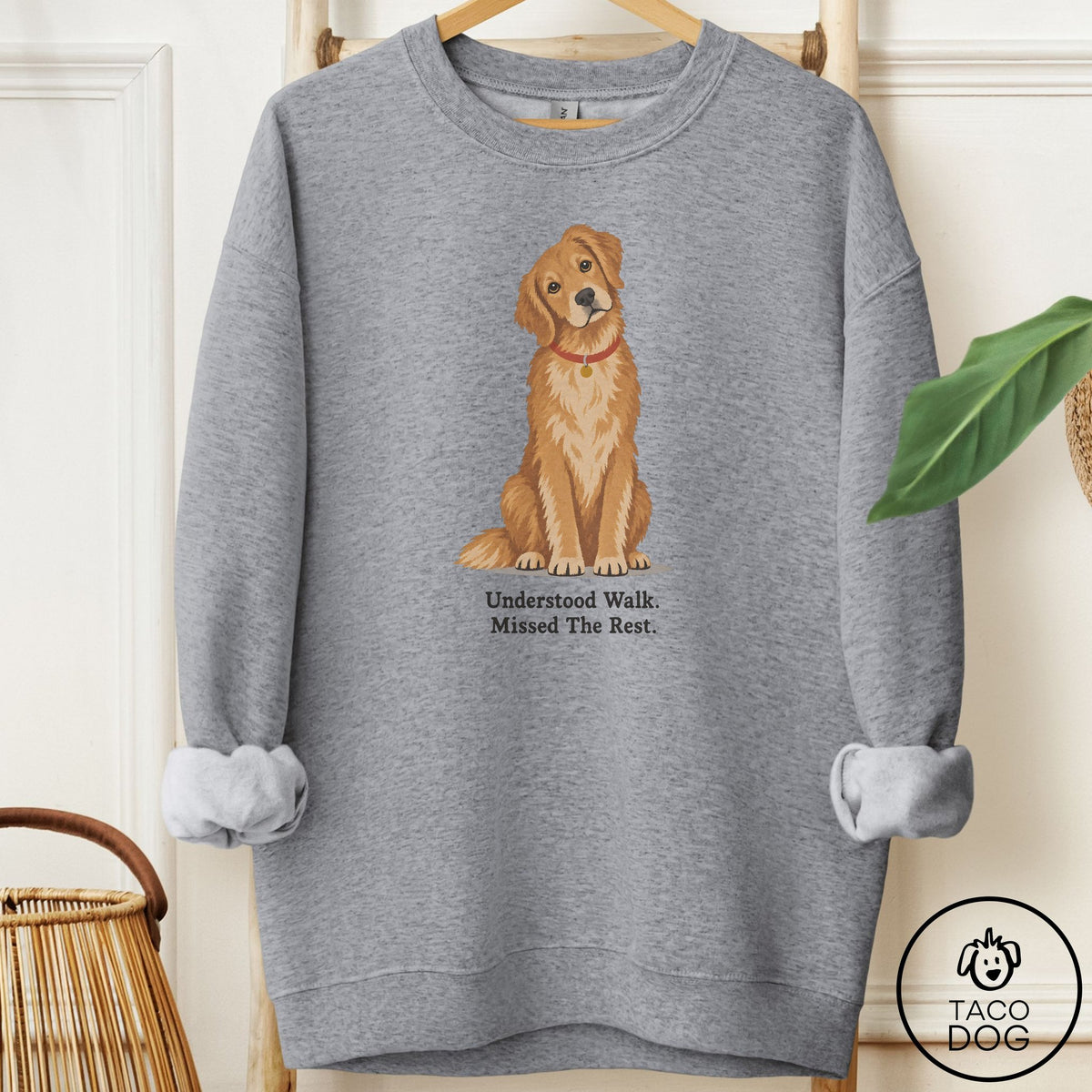Golden Retriever Understood Walk Sweatshirt Graphite Heather Taco-Dog