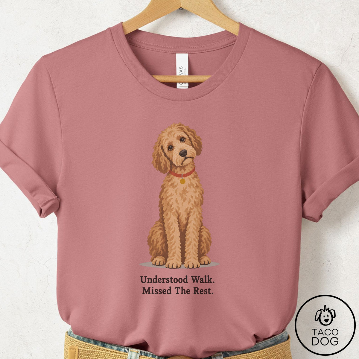 Doodle Understood Walk T-Shirt Mauve Taco-Dog