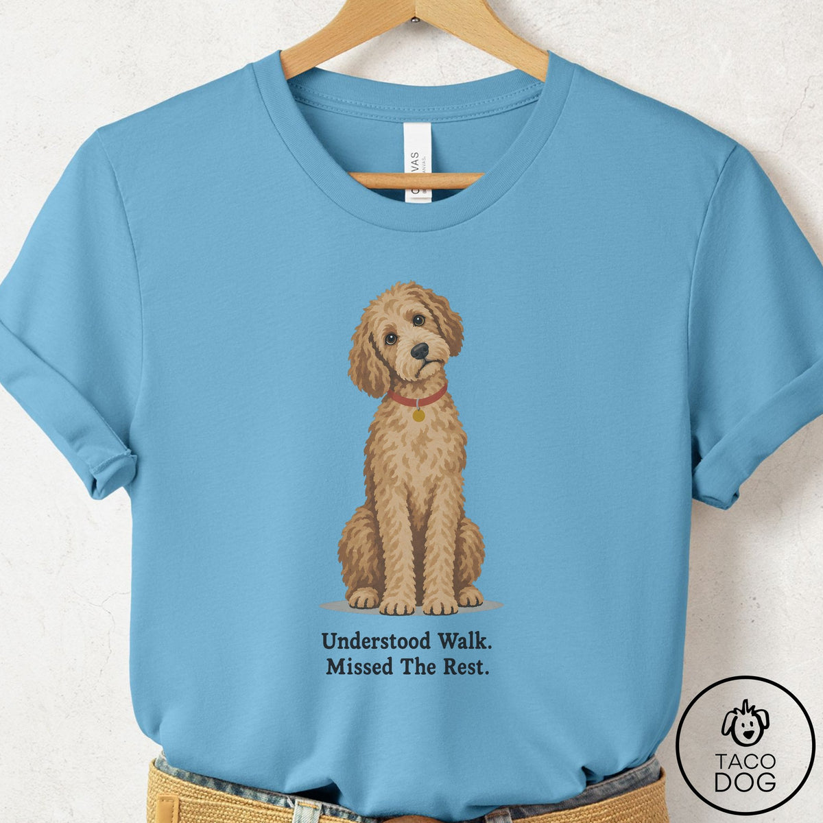 Doodle Understood Walk T-Shirt Ocean Blue Taco-Dog
