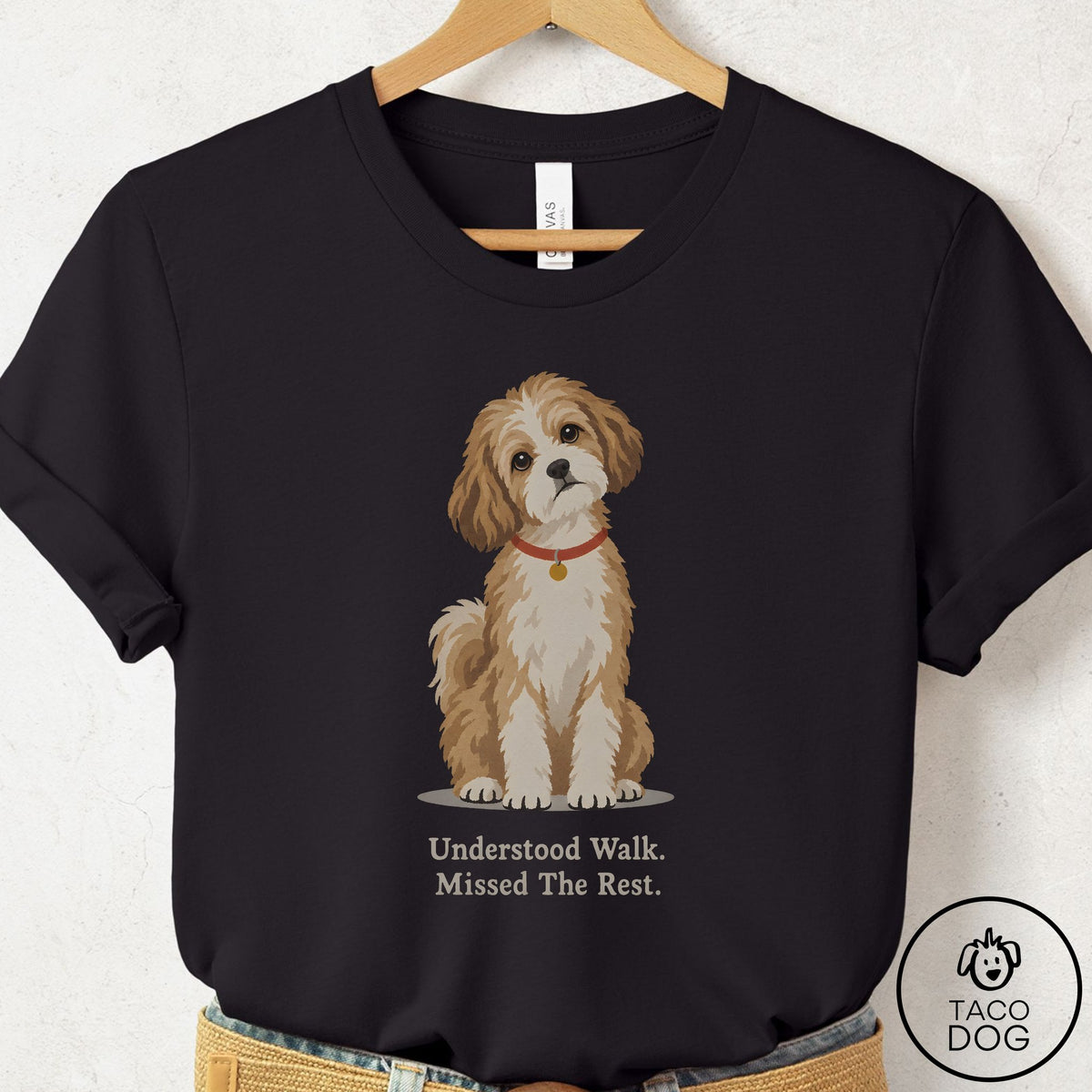 Havanese Understood Walk T-Shirt Black Taco-Dog