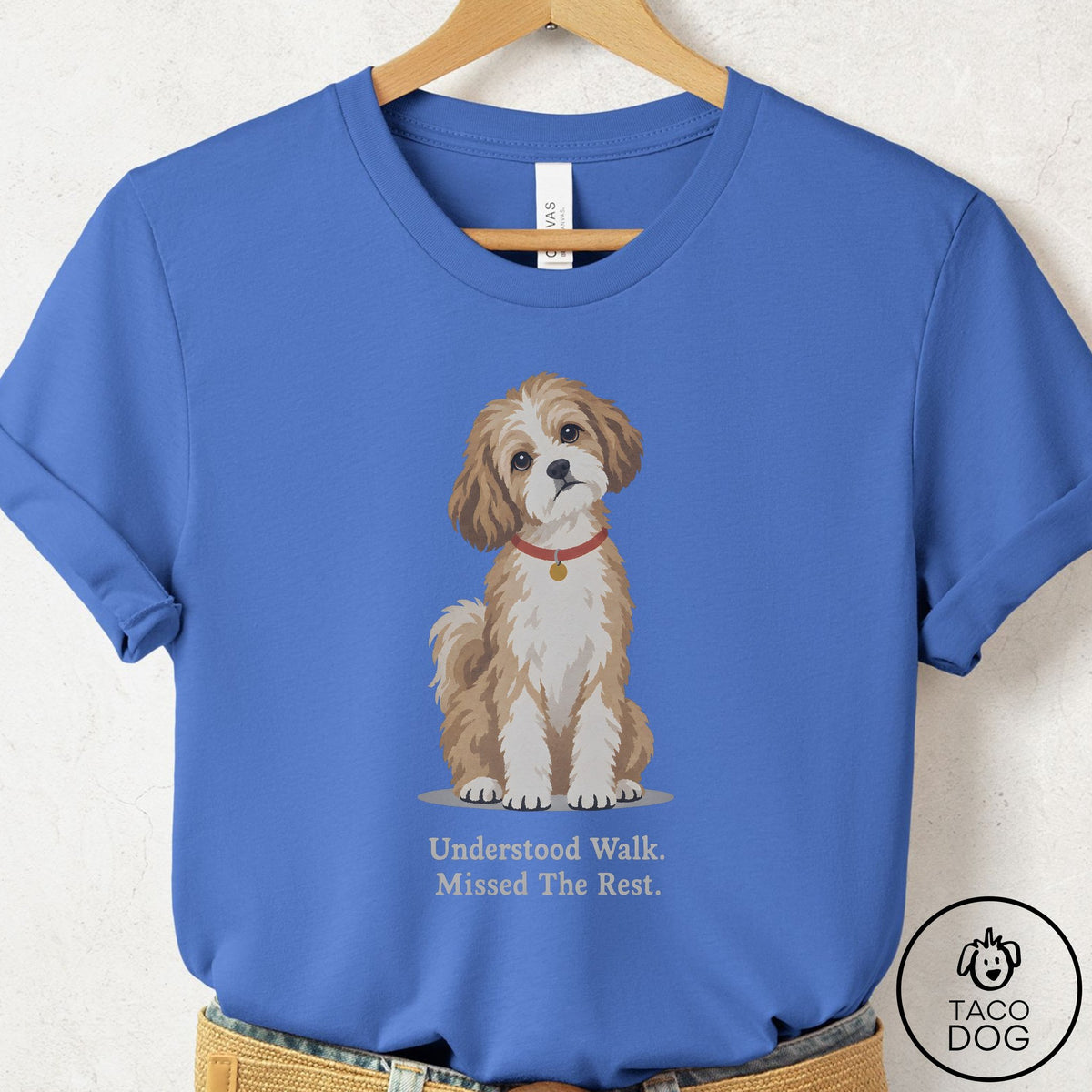 Havanese Understood Walk T-Shirt Columbia Blue Taco-Dog