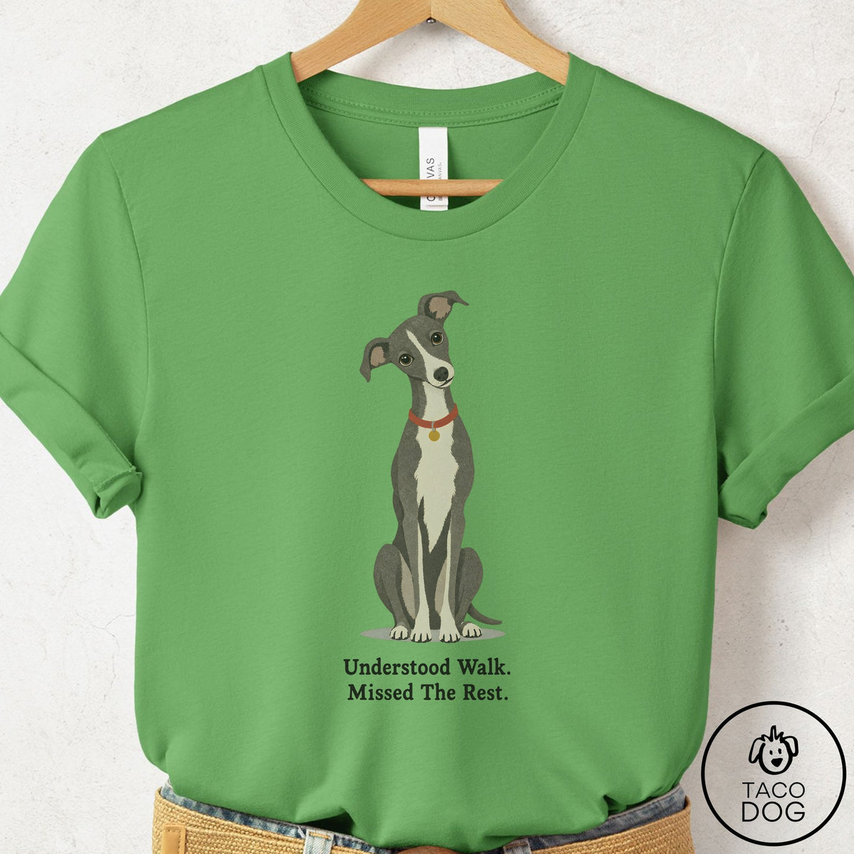 Italian Greyhound Whippet Understood Walk T-Shirt Leaf Taco-Dog