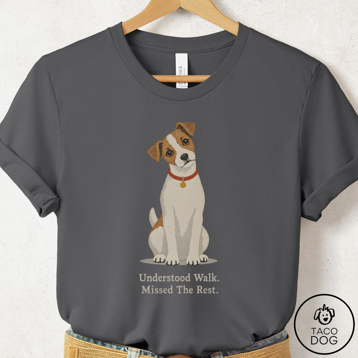 Jack Russell Understood Walk T-Shirt Asphalt Taco-Dog